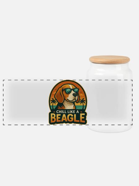 Chill wie ein Beagle - Panorama Keksdose mit Holzdeckel - Weiß