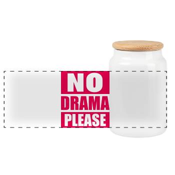 No Drama Please Ruhe Entspannung Relax Chill Spaß - Panorama Keksdose mit Holzdeckel - Weiß - Vorne
