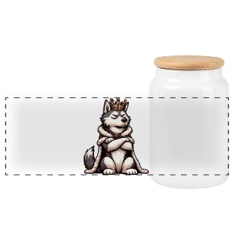 Husky Huskys Huskybesitzer Huskyhalter Huskyfan  - Panorama Keksdose mit Holzdeckel - Weiß - Vorne