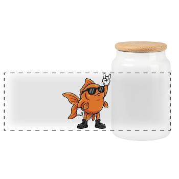 Musique rock, poisson rouge, heavy metal, drôle - Boîte à biscuits avec couvercle en bois - blanc - Devant