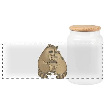 Couple de ratons laveurs câlins - Boîte à biscuits avec couvercle en bois - blanc - Devant