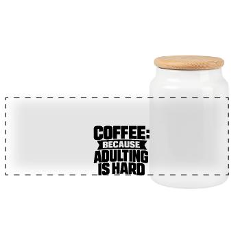 Café parce que l’adulte, c’est dur - Boîte à biscuits avec couvercle en bois - blanc - Devant