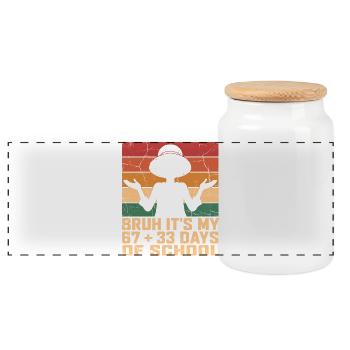 Bruh It's My Last 100 Days of School - Panoramic Cookie Jar with Wooden Lid - white - Front