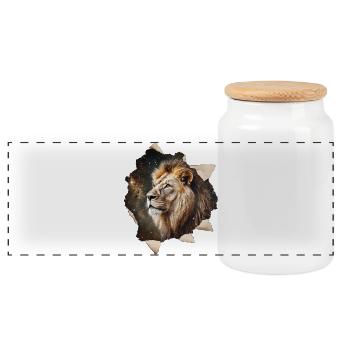 Lion - Boîte à biscuits avec couvercle en bois - blanc - Devant