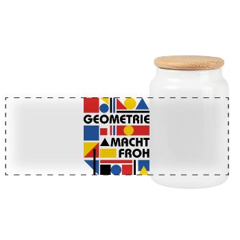 Geometry makes you happy - Panoramic Cookie Jar with Wooden Lid - white - Front