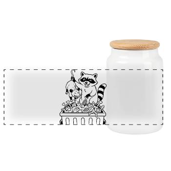 Dîner Deluxe de Raccoon - Boîte à biscuits avec couvercle en bois - blanc - Devant