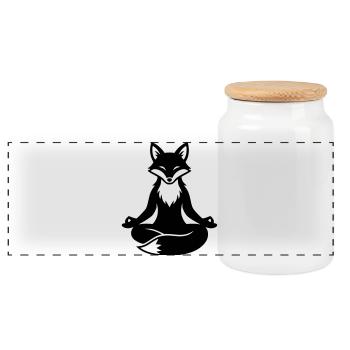 Zen renard méditant - Boîte à biscuits avec couvercle en bois - blanc - Devant