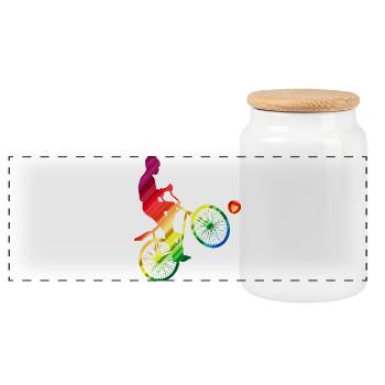 Cycling ball, cycling players, indoor cycling - Panoramic Cookie Jar with Wooden Lid - white - Front
