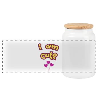 I AM CUTE - Boîte à biscuits avec couvercle en bois - blanc - Devant
