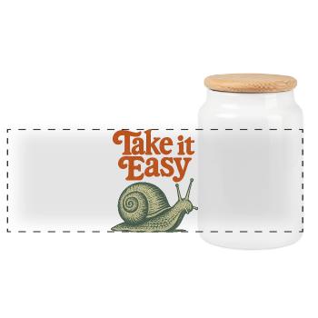 Nimm es locker Snail Retro - Panorama Keksdose mit Holzdeckel - Weiß - Vorne