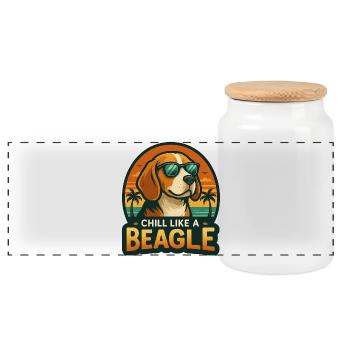 Chill Like A Beagle - Panorama Keksdose mit Holzdeckel - Weiß - Vorne