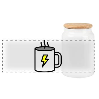 Starker Kaffee Tasse Strom - Panorama Keksdose mit Holzdeckel - Weiß - Vorne
