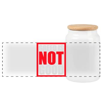 Greed Is Not Good Anti-Capitalism Statement Protest - Panoramic Cookie Jar with Wooden Lid - white - Front