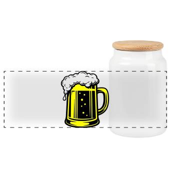 Bierkrug Symbol Bier - Panorama Keksdose mit Holzdeckel - Weiß - Vorne