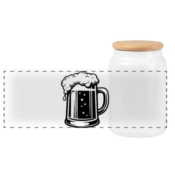 Bierkrug Symbol Bier - Panorama Keksdose mit Holzdeckel - Weiß - Vorne