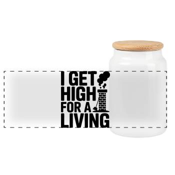 Chimney sweep funny saying - Panoramic Cookie Jar with Wooden Lid - white - Front