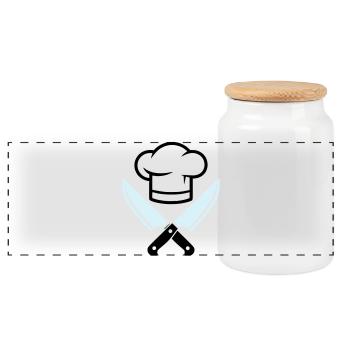 Logo du couteau chapeau de chef - Boîte à biscuits avec couvercle en bois - blanc - Devant