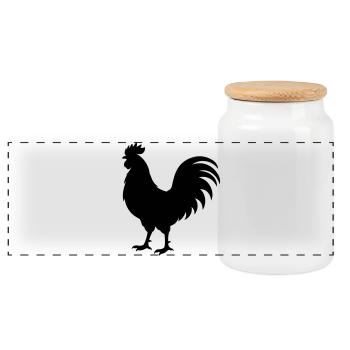 Silhouette du coq - Boîte à biscuits avec couvercle en bois - blanc - Devant