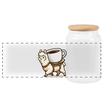 Kaffee Llama Trage-Design - Panorama Keksdose mit Holzdeckel - Weiß - Vorne