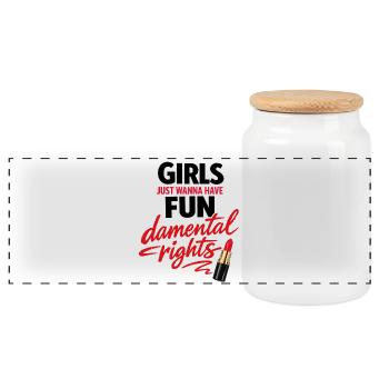 Les filles veulent juste avoir des droits de s’amuser - Boîte à biscuits avec couvercle en bois - blanc - Devant