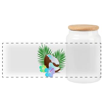 Coconut Island Tropics Hibiscus - Panoramic Cookie Jar with Wooden Lid - white - Front