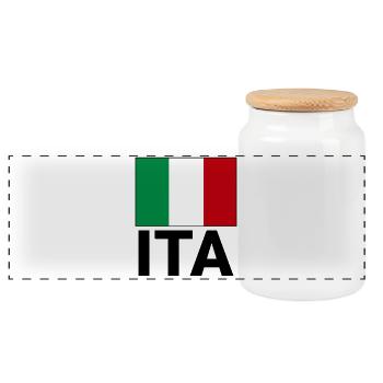 Drapeau sportif italien avec abréviation ITA - Boîte à biscuits avec couvercle en bois - blanc - Devant