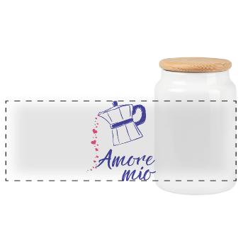 Amore_mio_epsresso_herz_ - Panorama Keksdose mit Holzdeckel - Weiß - Vorne