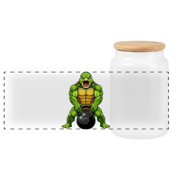 Süße Schildkröte Kettelball Fitness Workout Cartoo - Panorama Keksdose mit Holzdeckel - Weiß - Vorne