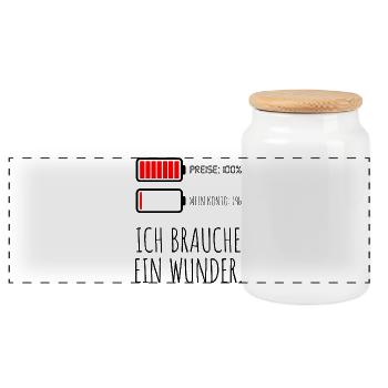 Prix, 100 % Mon compte 1 % - Boîte à biscuits avec couvercle en bois - blanc - Devant