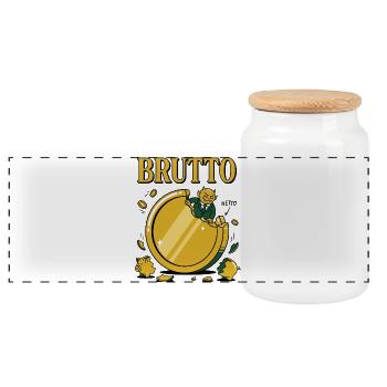 Morsure nette brute Le diable fiscal arrive - Boîte à biscuits avec couvercle en bois - blanc - Devant