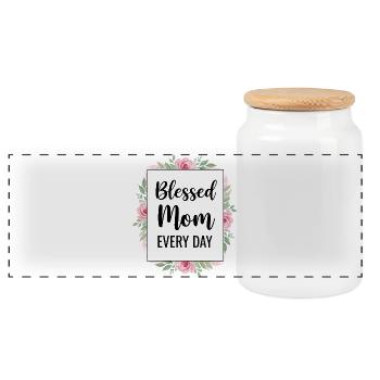 Glückliche Mama Jeden Tag Mama Geschenk - Panorama Keksdose mit Holzdeckel - Weiß - Vorne