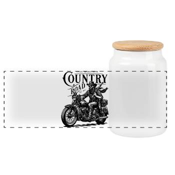 Biker cowboy sur moto vintage - Boîte à biscuits avec couvercle en bois - blanc - Devant