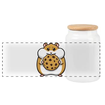 Dessin animé Hamster avec Cookie - Boîte à biscuits avec couvercle en bois - blanc - Devant