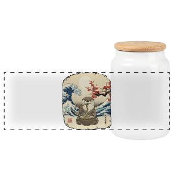 Otter Ramen Asiatisch - Panorama Keksdose mit Holzdeckel - Weiß - Vorne