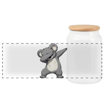 Dab-Koala Motiv – Cartoon Koala - Panorama Keksdose mit Holzdeckel - Weiß - Vorne