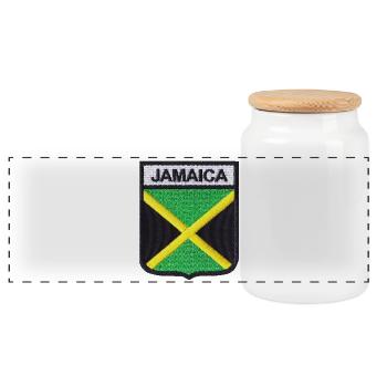 Jamaica Strong Jamrock Power Rasta Reggae Roots  - Panorama Keksdose mit Holzdeckel - Weiß - Vorne