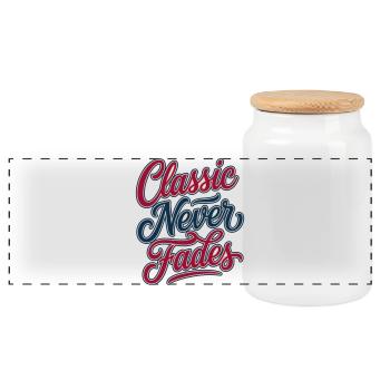 Classic Never Fades - Classic Never Fades - Panoramic Cookie Jar with Wooden Lid - white - Front