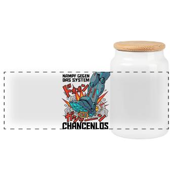 Kampf_Gegen_Das_System - Boîte à biscuits avec couvercle en bois - blanc - Devant