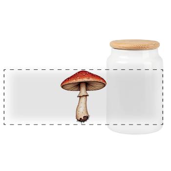 fly agaric - Panoramic Cookie Jar with Wooden Lid - white - Front