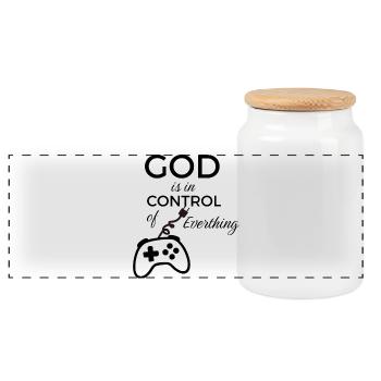Dieu contrôle - Foi et confiance chrétiennes - Boîte à biscuits avec couvercle en bois - blanc - Devant
