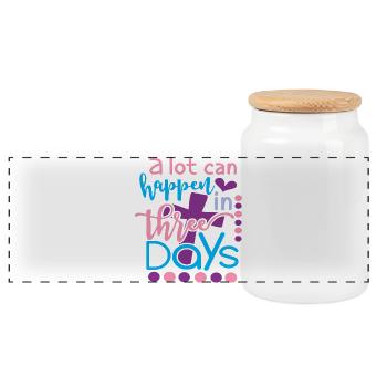 A Lot Can Happen In 3 Days Christian Easter Quote - Panoramic Cookie Jar with Wooden Lid - white - Front