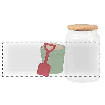 Sandpit Shovel Motif - Panoramic Cookie Jar with Wooden Lid - white - Front
