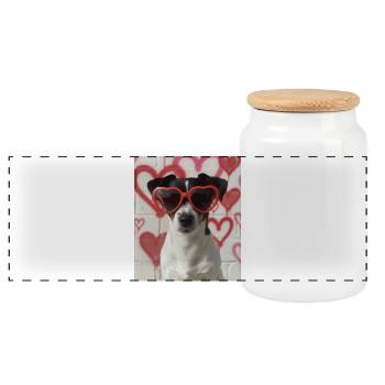 Herzbrille Hund im Graffiti Herz - Panorama Keksdose mit Holzdeckel - Weiß - Vorne