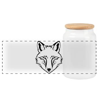 Fox - Panoramic Cookie Jar with Wooden Lid - white - Front