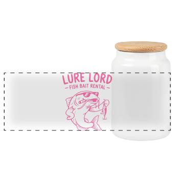 Lure Lord, Funny Angler T-Shirt, Hoodie, Socks - Panoramic Cookie Jar with Wooden Lid - white - Front