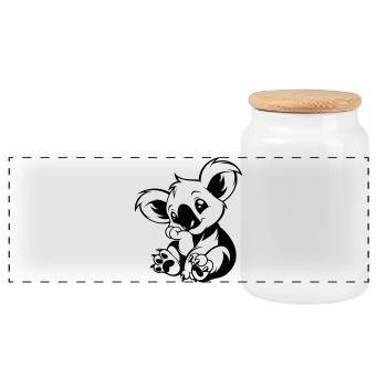 Cute koala sitting playfully - Panoramic Cookie Jar with Wooden Lid - white - Front