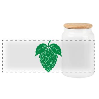 Houblon - Boîte à biscuits avec couvercle en bois - blanc - Devant