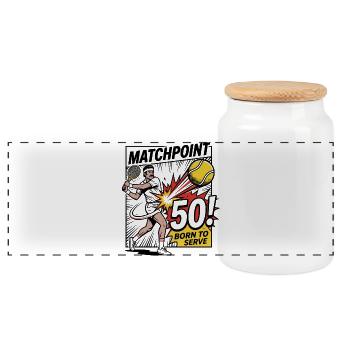 Matchpoint 50 – Chemise d’anniversaire élégante de tennis - Boîte à biscuits avec couvercle en bois - blanc - Devant