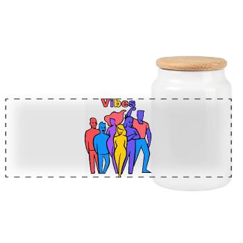 Vibes Rainbow Silhouettes - Panoramic Cookie Jar with Wooden Lid - white - Front