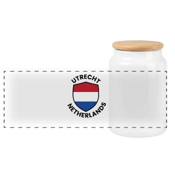 Bouclier d’Utrecht Drapeau des Pays-Bas - Boîte à biscuits avec couvercle en bois - blanc - Devant